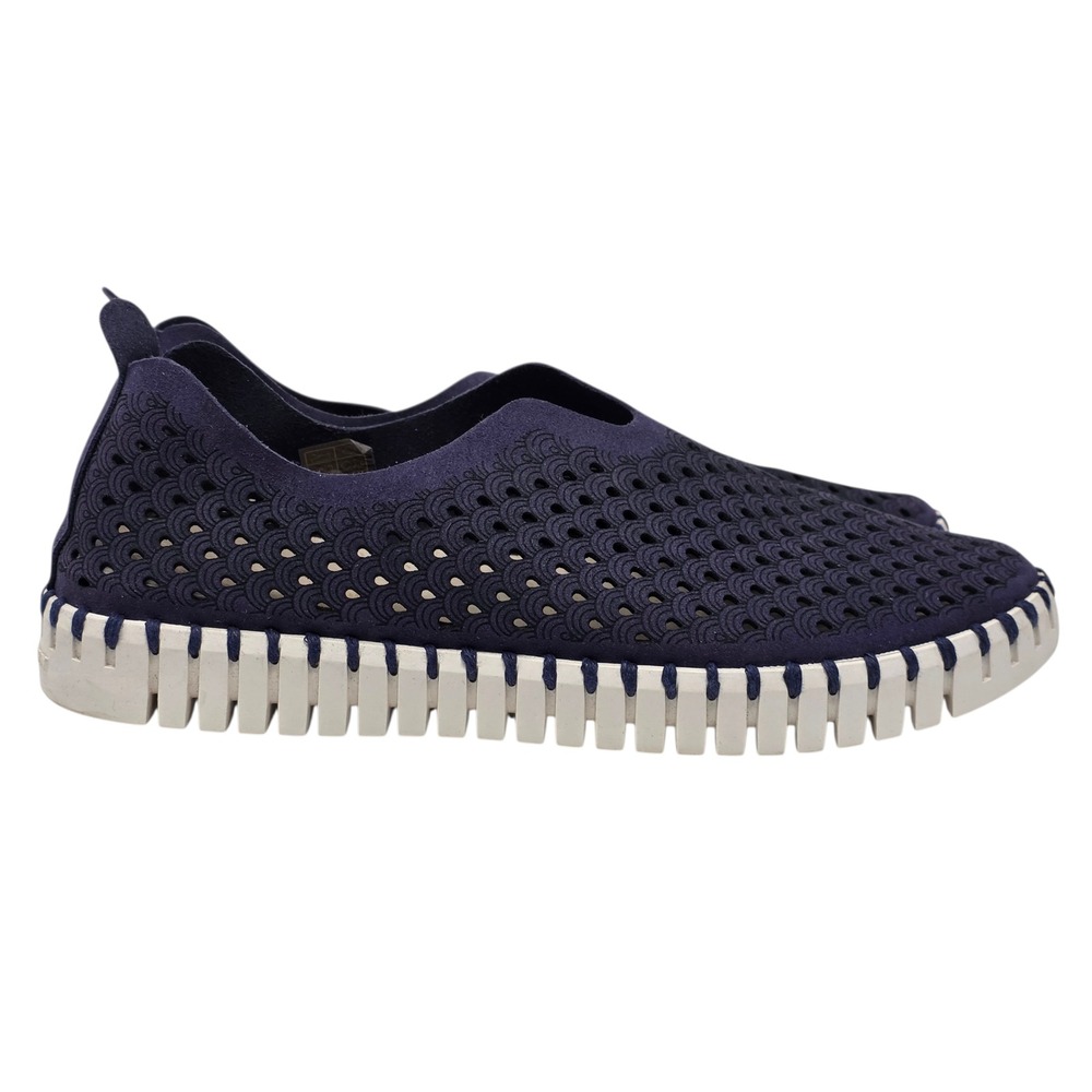 Ilse Jacobsen Tulip Navy Blue Perforated‎ Slip On Sneakers Women Size 39/ 9US - Picture 6 of 10